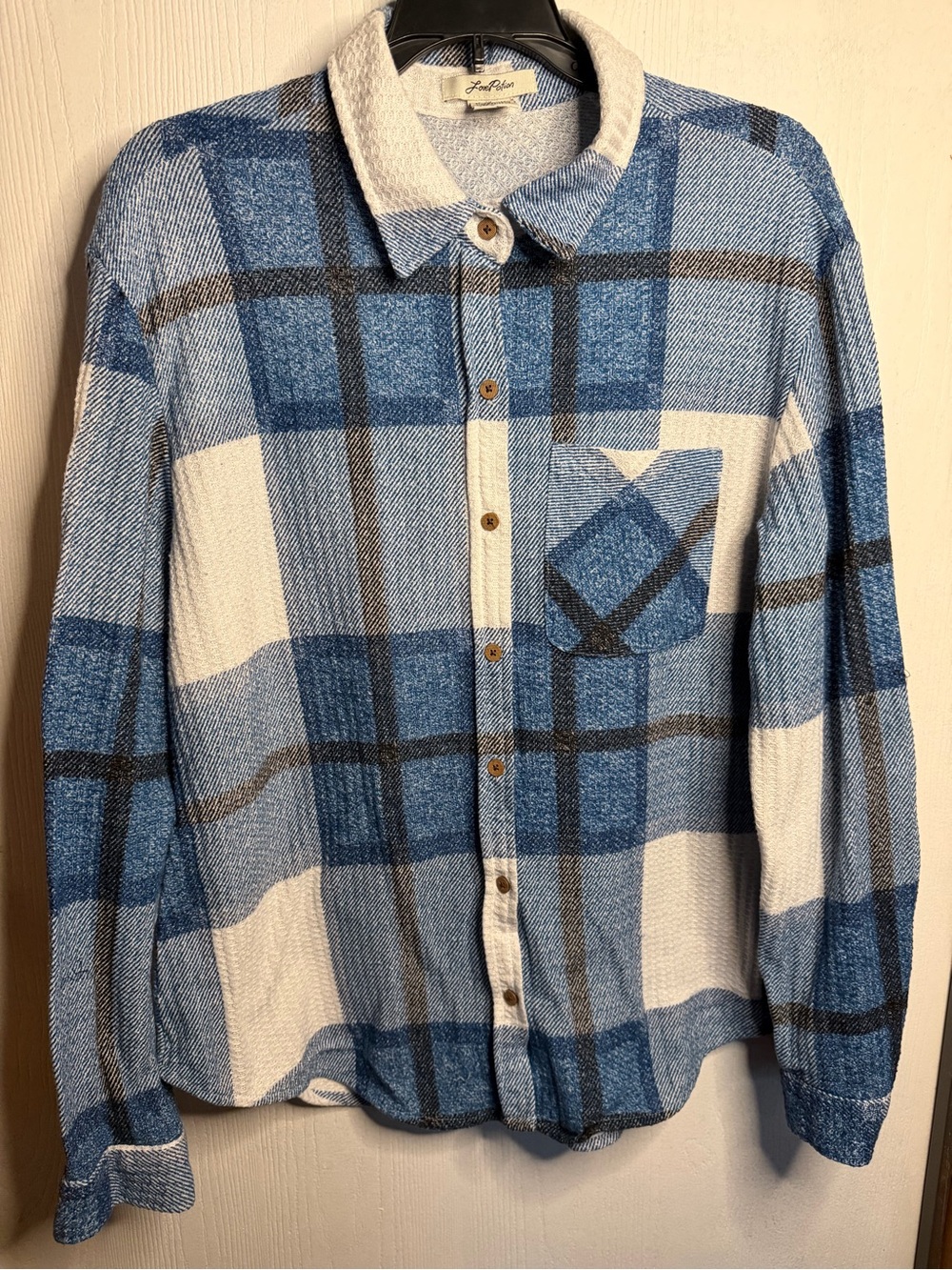 Blue Plaid Button-Up Shirt - Women’s